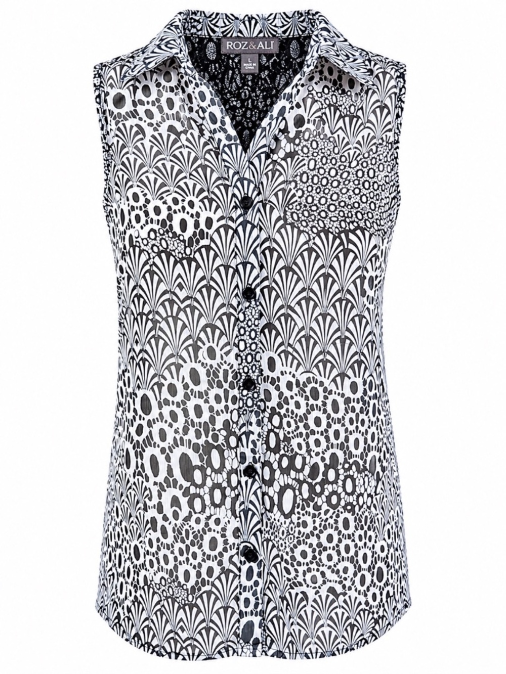Roz & Ali Sleeveless Blouse – Size Large